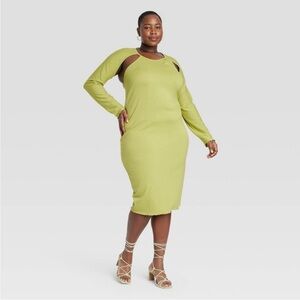 Sammy B for Target 3X Black History Cutout Long Sleeve Midi Dress in Lime Green